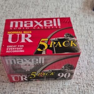 Maxell Audio Cassette 5 Pack Normal Bias UR NEW